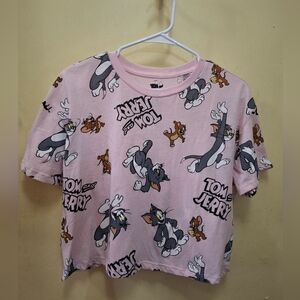 Tom and Jerry  Pink Graphic T-Shirt